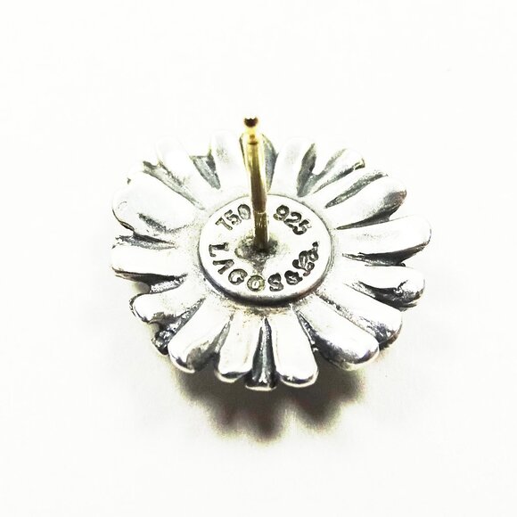 LAGOS HTF Daisy Collection Sterling Silver 750K Yellow Gold  Stud Earrings - Picture 6 of 8